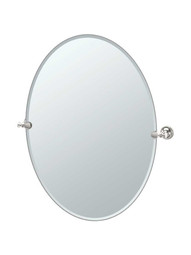 Tavern Frameless Oval Bathroom Mirror - 24 inch x 32 inch in Polished Nickel.
